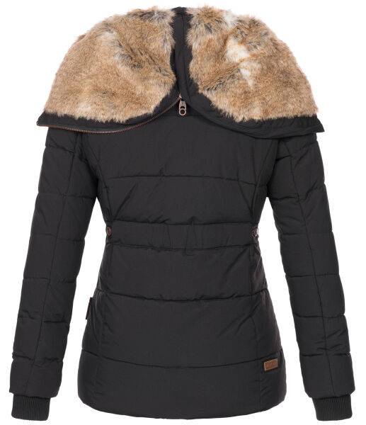 Warme Winterjacke Schwarze Winterjacke Damen Fell Schwarze