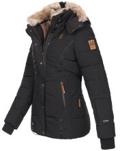 Marikoo Nekoo warm gefütterte Damen Winterjacke mit Kunstfell Schwarz Größe L - Gr. 40