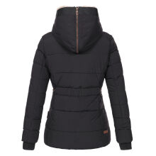 Marikoo Nekoo warm gef&uuml;tterte Damen Winterjacke mit Kunstfell Schwarz Gr&ouml;&szlig;e L - Gr. 40