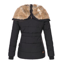 Marikoo Nekoo warm gef&uuml;tterte Damen Winterjacke mit Kunstfell Schwarz Gr&ouml;&szlig;e L - Gr. 40