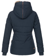 Marikoo Nekoo warm gefütterte Damen Winterjacke mit Kunstfell Navy Größe S - Gr. 36