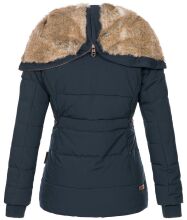 Marikoo Nekoo warm gefütterte Damen Winterjacke mit Kunstfell Navy Größe S - Gr. 36