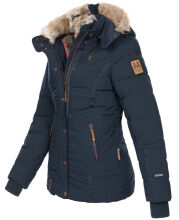 Marikoo Nekoo warm gefütterte Damen Winterjacke mit Kunstfell Navy Größe M - Gr. 38