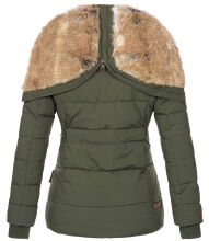 Marikoo Nekoo warm gefütterte Damen Winterjacke mit Kunstfell Olive Größe XS - Gr. 34