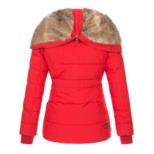 Marikoo Nekoo warm gef&uuml;tterte Damen Winterjacke mit Kunstfell Rot Gr&ouml;&szlig;e XS - Gr. 34