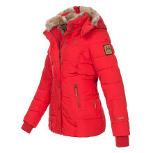 Marikoo Nekoo warm gef&uuml;tterte Damen Winterjacke mit Kunstfell Rot Gr&ouml;&szlig;e L - Gr. 40