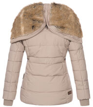 Marikoo Nekoo warm gefütterte Damen Winterjacke mit Kunstfell Taupe Größe L - Gr. 40