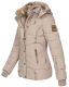 Marikoo Nekoo warm gefütterte Damen Winterjacke mit Kunstfell Taupe Größe L - Gr. 40