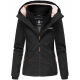 Marikoo Erdbeere Damen Übergangsjacke leicht gefüttert mit Kapuze Schwarz Größe XS - Gr. 34
