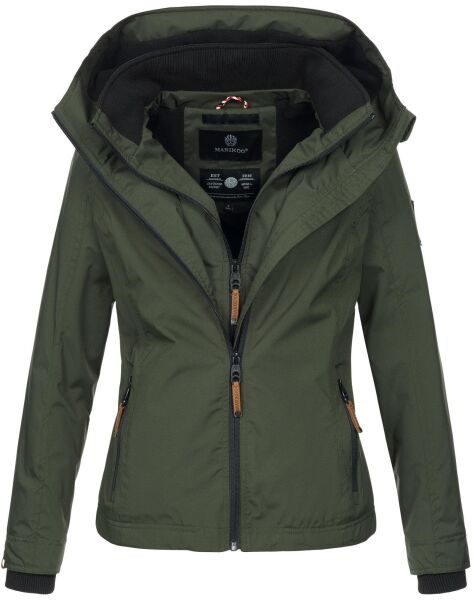 Marikoo Erdbeere Damen Übergangsjacke leicht gefüttert mit Kapuze Olive Größe XS - Gr. 34