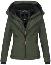 Marikoo Erdbeere Damen Übergangsjacke leicht gefüttert mit Kapuze Olive Größe S - Gr. 36