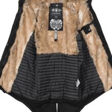 Navahoo Bombii ladies winter jacket long with faux fur - Black-Gr.XS