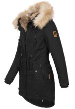 Navahoo Bombii Damen Winterjacke lang mit Kunstfell Schwarz Größe M - Gr. 38