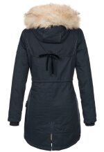 Navahoo Bombii Damen Winterjacke lang mit Kunstfell Navy Größe XS - Gr. 34