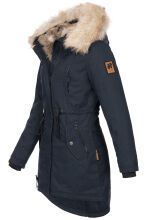 Navahoo Bombii Damen Winterjacke lang mit Kunstfell Navy...