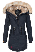 Navahoo Bombii Damen Winterjacke lang mit Kunstfell Navy Größe S - Gr. 36