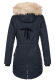 Navahoo Bombii Damen Winterjacke lang mit Kunstfell Navy Größe S - Gr. 36