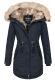 Navahoo Bombii Damen Winterjacke lang mit Kunstfell Navy Größe S - Gr. 36