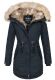 Navahoo Bombii ladies winter jacket long with faux fur - Navy-Gr.L