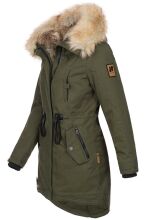 Navahoo Bombii Damen Winterjacke lang mit Kunstfell Olive Größe XS - Gr. 34