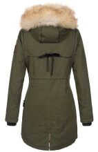 Navahoo Bombii Damen Winterjacke lang mit Kunstfell Olive Größe XS - Gr. 34