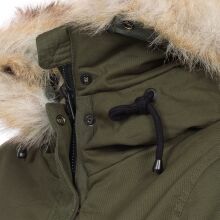 Navahoo Bombii Damen Winterjacke lang mit Kunstfell Olive Größe XS - Gr. 34