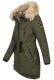 Navahoo Bombii Damen Winterjacke lang mit Kunstfell Olive Größe XS - Gr. 34