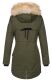 Navahoo Bombii Damen Winterjacke lang mit Kunstfell Olive Größe XS - Gr. 34