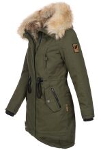 Navahoo Bombii Damen Winterjacke lang mit Kunstfell Olive Größe S - Gr. 36