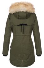 Navahoo Bombii Damen Winterjacke lang mit Kunstfell Olive Größe S - Gr. 36