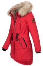 Navahoo Bombii Damen Winterjacke lang mit Kunstfell Rot Größe S - Gr. 36