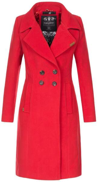 Navahoo Wooly Damen Trenchcoat Winter Mantel Rot Größe S - Gr. 36