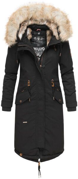 Navahoo Kin-Joo Damen Parka Winterjacke Mit Kapuze Schwarz Größe XS - Gr. 34