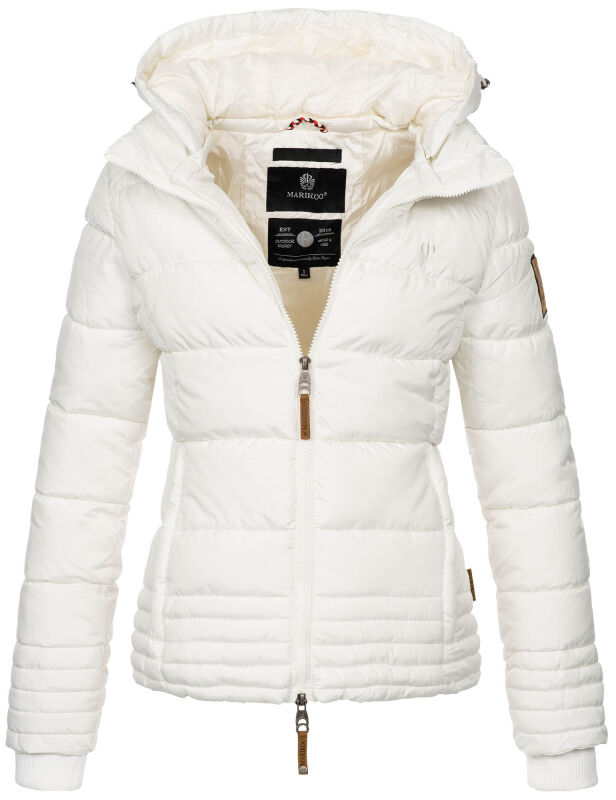 Marikoo Sole Damen Winter Steppjacke mit Kapuze Weiß