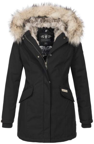 Navahoo Christal ladies winter jacket parka with faux fur - Black-Gr.XS