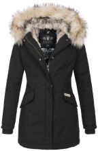 Navahoo Cristal Damen Winterjacke Parka mit Kunstfell Schwarz Gr.M