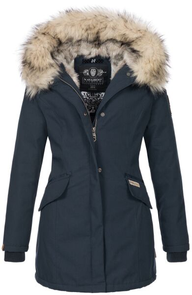 Navahoo Cristal Damen Winterjacke Parka mit Kunstfell Navy Gr.XS