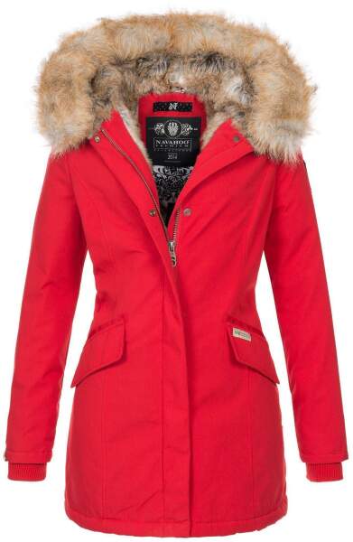 Navahoo Christal ladies winter jacket parka with faux fur - Red-Gr.XS