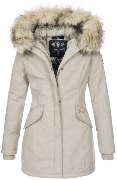 Navahoo Christal ladies winter jacket parka with faux fur - Beige-Gr.L