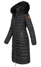 Navahoo Umay Damen lange Winterjacke mit Fellkragen Schwarz-Gr.S