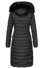 Navahoo Umay Damen lange Winterjacke mit Fellkragen Schwarz-Gr.S