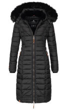 Navahoo Umay Damen lange Winterjacke mit Fellkragen Schwarz-Gr.M