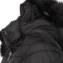 Navahoo Umay Damen lange Winterjacke mit Fellkragen Schwarz-Gr.L