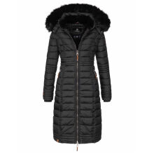 Navahoo Umay Damen lange Winterjacke mit Fellkragen Schwarz-Gr.L