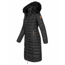 Navahoo Umay Damen lange Winterjacke mit Fellkragen Schwarz-Gr.XL