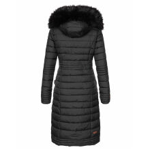 Navahoo Umay Damen lange Winterjacke mit Fellkragen Schwarz-Gr.XL
