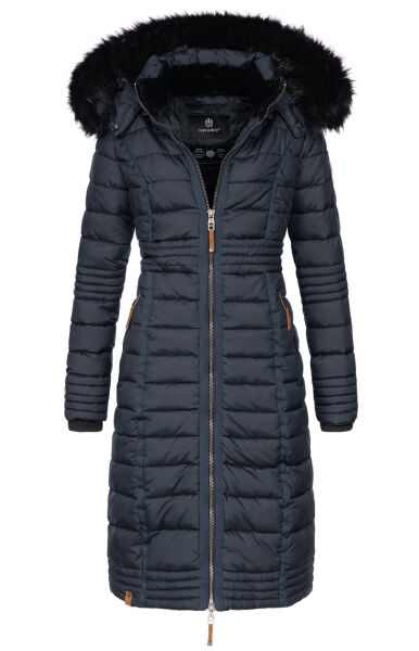 Navahoo Umay ladies long winter jacket with fur collar Navy-Gr.S