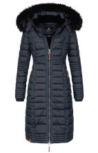 Navahoo Umay Damen lange Winterjacke mit Fellkragen Navy-Gr.M