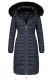 Navahoo Umay Damen lange Winterjacke mit Fellkragen Navy-Gr.M