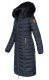 Navahoo Umay Damen lange Winterjacke mit Fellkragen Navy-Gr.M